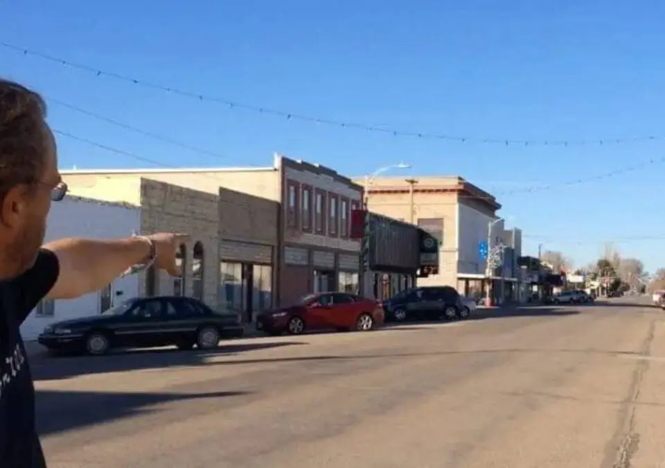 Production still of Leesley Films filming the movie Apparition on location in Mitchell, Nebraska, near Scottsbluff. Official casting call for local extras.